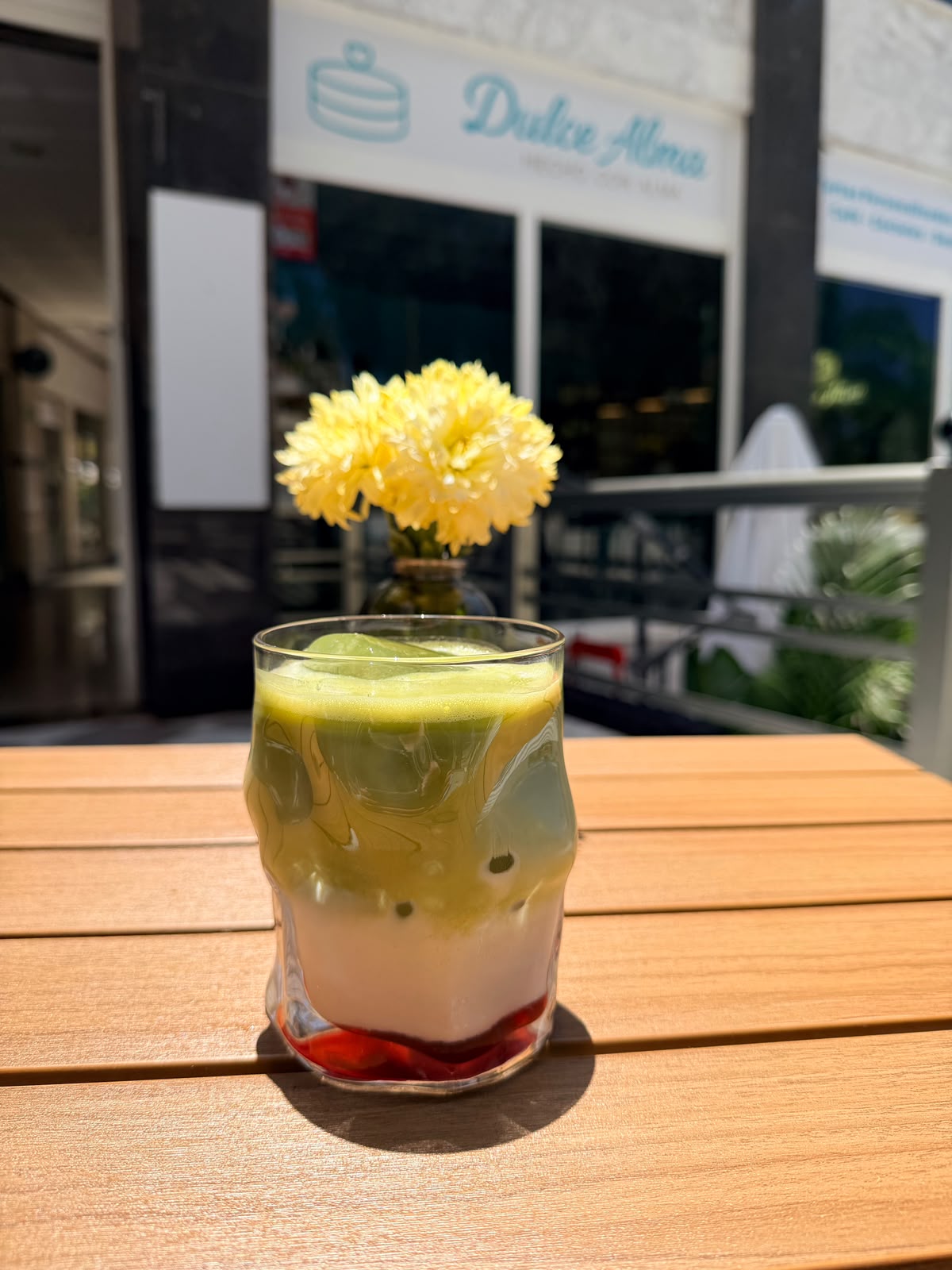 Strawberry matcha latte